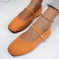 thumbnail image 2 of FRSASU Flats for Women Dressy Square Toe Ankle Strap Mary Jane Shoes Casual Slip On Flats Comfortable Ballet Orange, 2 of 5