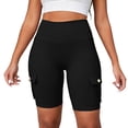 thumbnail image 5 of UDAUDU Womens High Waisted Shorts Workout Stretchy 2026 Summer Tummy Control Yoga Pants with Multi Cargo Pockets Butt Lifting Leggings Black XL, 5 of 6