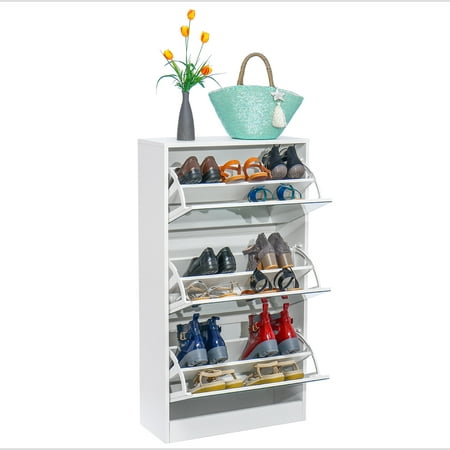 Shoe Cabinet Triple Rotating Drawers With Mirror Hold 18 27