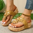 thumbnail image 6 of Summer Sandals Women Wedge Flatform Open Toe Slip-on Solid Color High Heel Thong Flip-Flops Slides Summer Women's Trendy Casual Daily Beach Shoes Yellow 37, 6 of 9