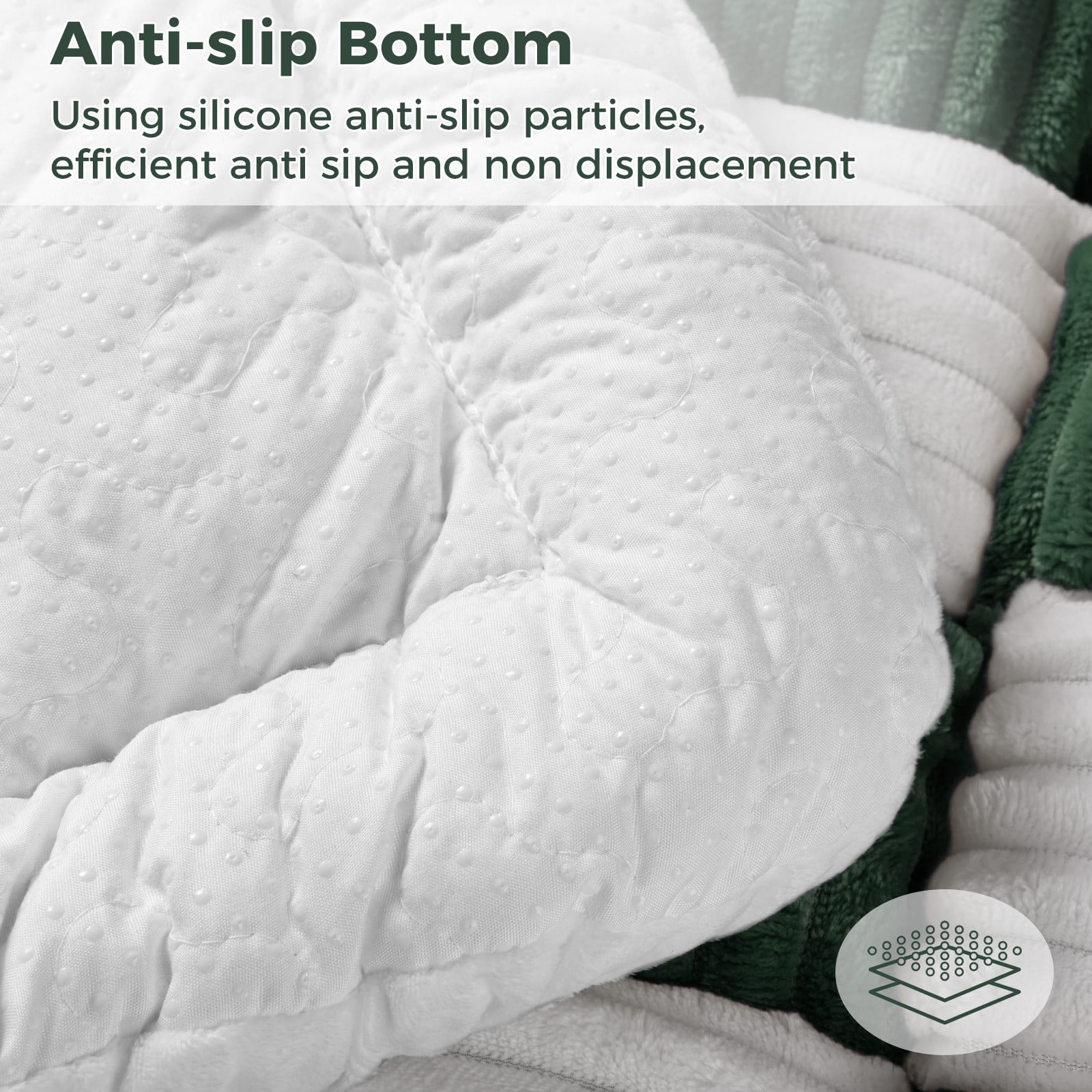 ANMINY Thick Fuzzy Checkered Couch Cover, Non-Slip Nordic Cream Sofa Protector Mat, Soft Flannel Furniture Cover
