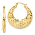 thumbnail image 5 of 10K Yellow Gold Polished Textured Hoop Earrings, 5 of 7