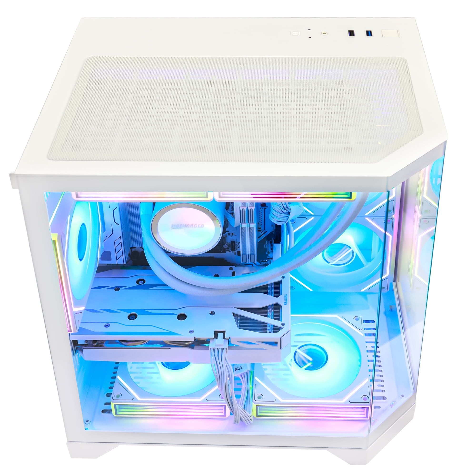 Hoengager Ocean Of Star RTX 5070 12GB Gaming PC - AMD Ryzen 7 7800X3D 8-Core 4.2GHz, 32GB DDR5 RAM, 1TB PCIe SSD, Windows 11 RGB Prebuilt Tower-White
