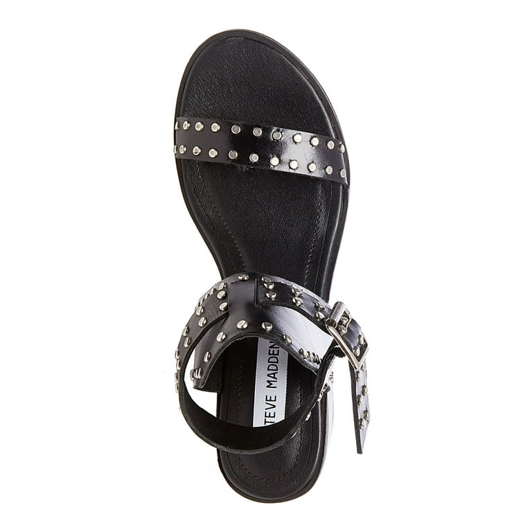 Steve Madden Womens Black Studded Cushioned Adjustable Strap Ankle