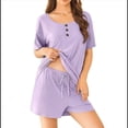 thumbnail image 2 of Pijama de Mujer de 2 Piezas de Punto Acanalado, Corta, Suave, para Estar en Casa, de Verano, , Talla XXL, 2 of 7