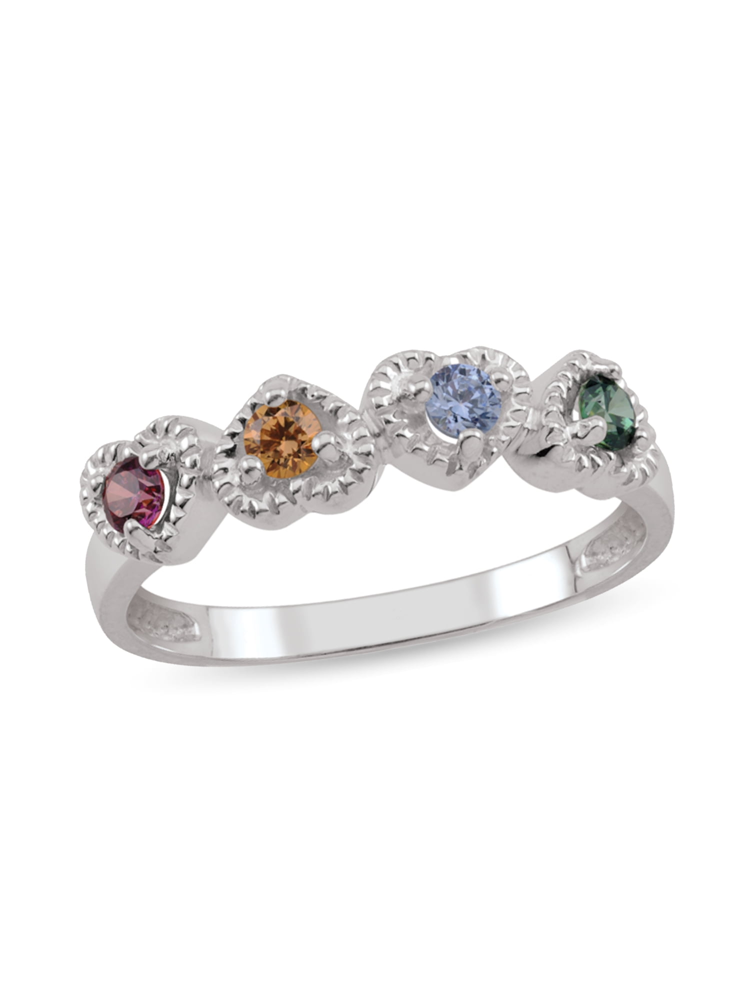 Personalized Heart Design Birthstone Family Ring in 10K Gold by Jewlster