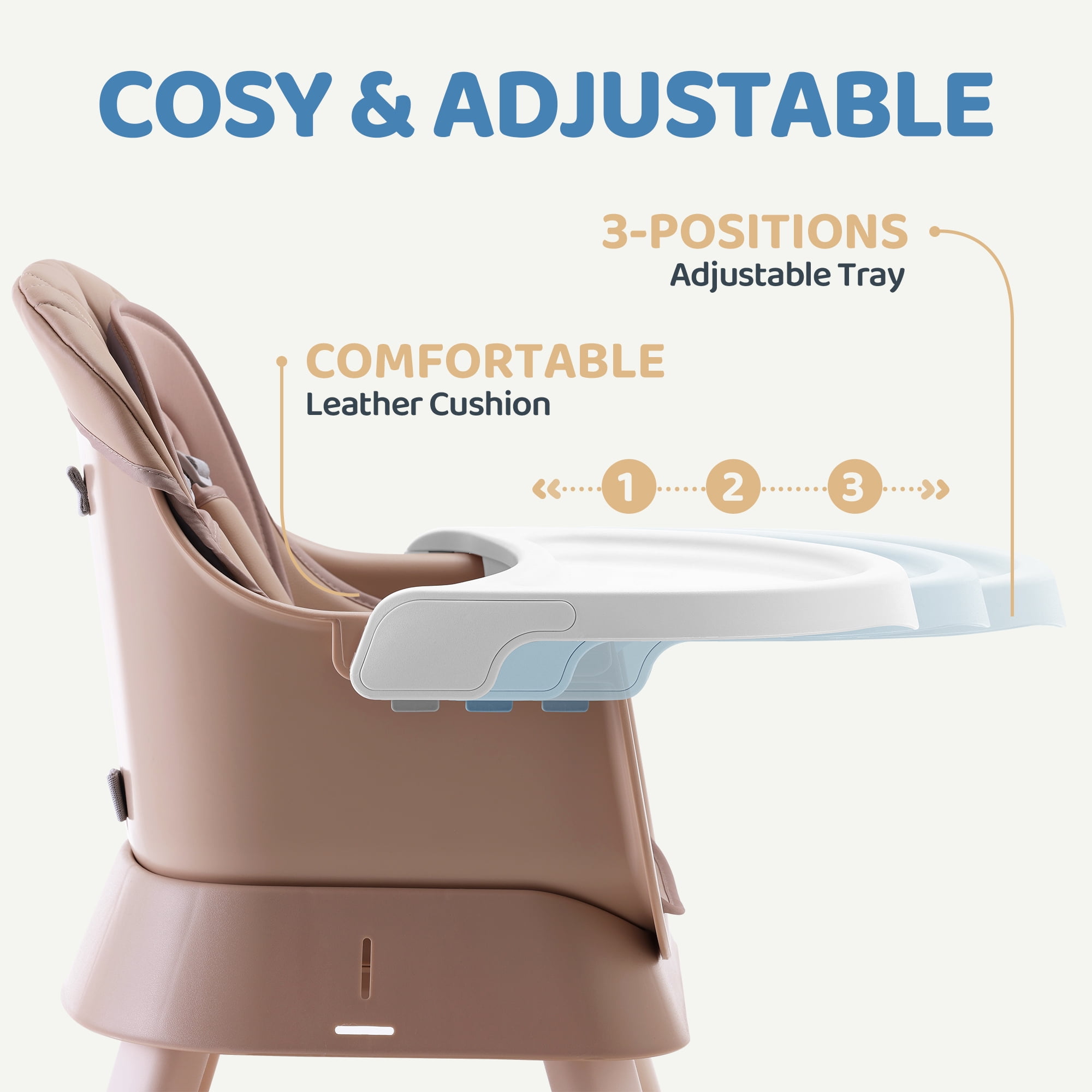 HARPPA Baby High Chair, 8 in 1 Convertible Highchair for Babies & Toddlers, Khaki