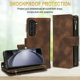 thumbnail image 7 of Decase Wallet Case for Samsung Galaxy Z Fold 5, Premium PU Leather Magnetic Closure Handbag Zipper Pocket Case Kickstand Card Slots with Hand Strap Shockproof Flip Case,Brown, 7 of 7
