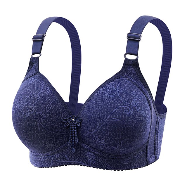 WZXFASHION Soutien-Gorge à Maintien Élevé pour Femmes Bretelles Réglables Couverture Complète Soutien-Gorge Confortable Sans Armature Sans Fil Bleu Foncé 38