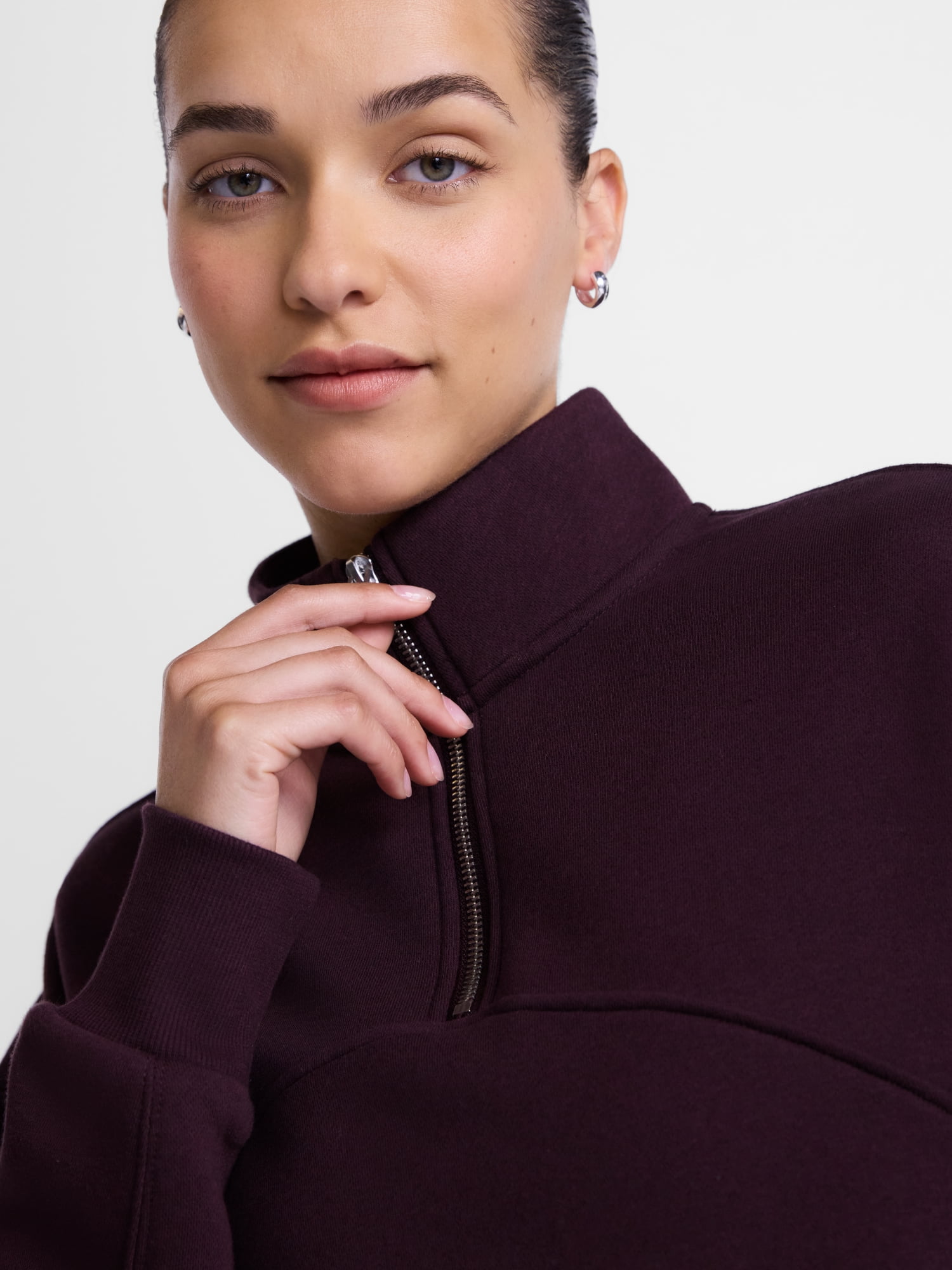 Athletic Works Women's Quarter Zip Fleece Sweatshirt, Sizes XS-XXXL