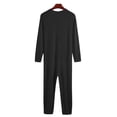 thumbnail image 2 of Fangasis Men One Piece Pajama Solid Color Union Suit Long Sleeve Bodysuit Mens Slim Fit Sleepwear Plain Sleeping Onesie Pajamas Black 2XL, 2 of 7