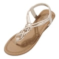 thumbnail image 1 of Women's Summer Sandals Casual Comfortable Mid Heel Flip Flops For Beach Vacation Walking Dating Work Slip On Toe Post Pure Color, 1 of 6