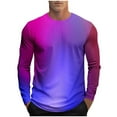thumbnail image 2 of Hipattires Mens Athletic Shirts Long Sleeve Pullover Tops Big and Tall Round Collar , Gradient Print Shirts for Men Spring/Winter, 2 of 5