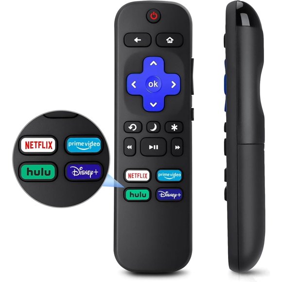 Replacement Remote for All Roku TV TCL TV, Compatible with TCL/Hisense/Onn/Sharp/Element/Philips/Insignia/Jvc/RCA Smart Roku TVs(Not Roku Stick and Box)