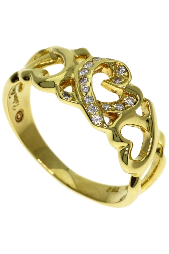 Pre-Owned Tiffany & Co. Triple Loving Heart Diamond Ring, 18K Yellow Gold, Women's.