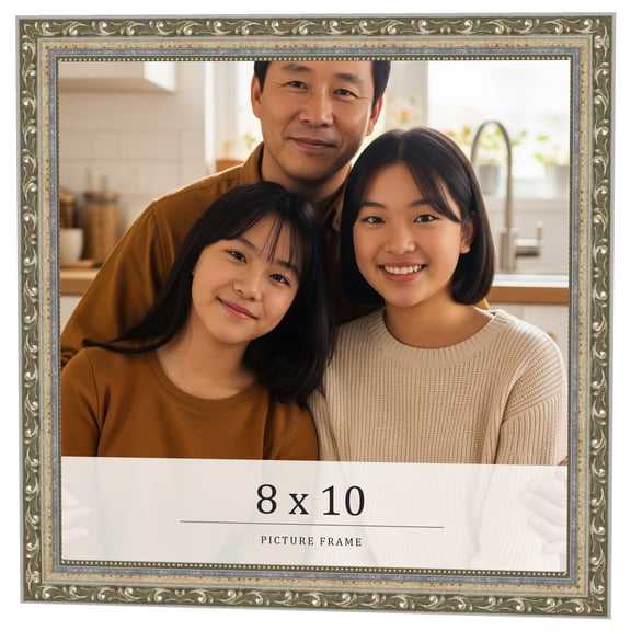8x10 Frame Silver Solid Wood Picture Frame Width 1.125 Inches | Interior Frame Depth 0.375 Inches |