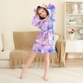 thumbnail image 3 of FORMRS Niños Bathrobe Unisex Hooded Robe Soft Plush Pajamas Sleepwear, Size 4-6T, Pastel Pink Marble Pattern, 3 of 7