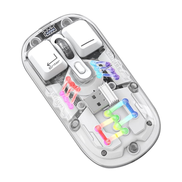 Souris Souris Sans Fil Transparente Souris Sans Fil 2.4G/Bluetooth 5.0 Connexion 2 Modes Type-C Rechargeable Souris Standard Éclairage Rvb Magnétique Souris Usb Sans Fil