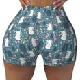 thumbnail image 2 of Gukieu Forest Rabbit Print Women's Sports Shorts, Elastic Waist High Stretch Running Yoga Gym Sweatpants-Large, 2 of 8