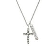thumbnail image 2 of Delight Jewelry Silvertone Pebble Cross Silvertone Guardian Angel Bar Charm Necklace, 23", 2 of 4