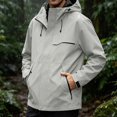 thumbnail image 2 of Zefriona Men's Water-Resistant Hooded Softshell Jacket with Zip Pockets for Hiking Khaki M, 2 of 8