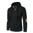 thumbnail image 2 of Wrtxtat Hoodies for Men Fashion Midweight Solid Color Long Sleeve Drawstrings Hooded Pullover Autumn Thermal Slim Fit Sweatshirt Black XXXL, 2 of 4