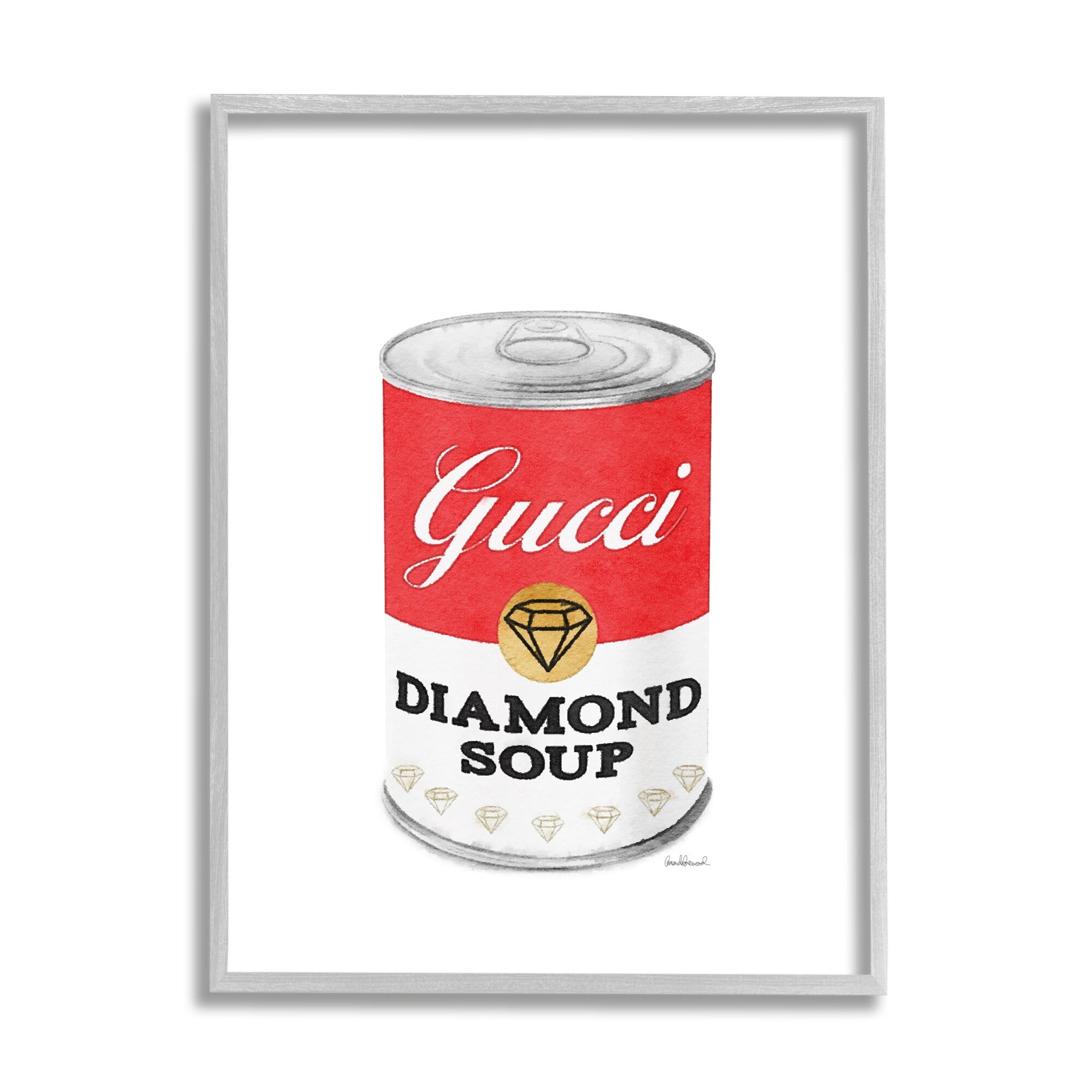 Stupell Industries Traditional Condensed Soup Can Diamond Glam Fashion Brand, 11 x 14, Design by Amanda Greenwood