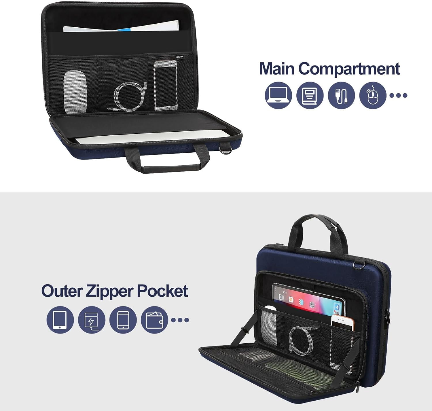MOSISO Hard Shell Laptop Case for Men Women,15-15.6 inch Computer Bag Compatible with MacBook, HP, Dell, Lenovo, Asus, Notebook,13.3 inch Laptop Bag with Front Pocket & Shoulder Strap