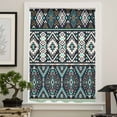 thumbnail image 4 of Black Teal Purple Southwestern Semi Sheer Curtains Drapes for Living Room,Bedroom,French Doors Window 63 Inches Long,Modern Geometric Abstract Art Rod Pocket Chiffon Curtain Drapery Voile Panel, 4 of 6