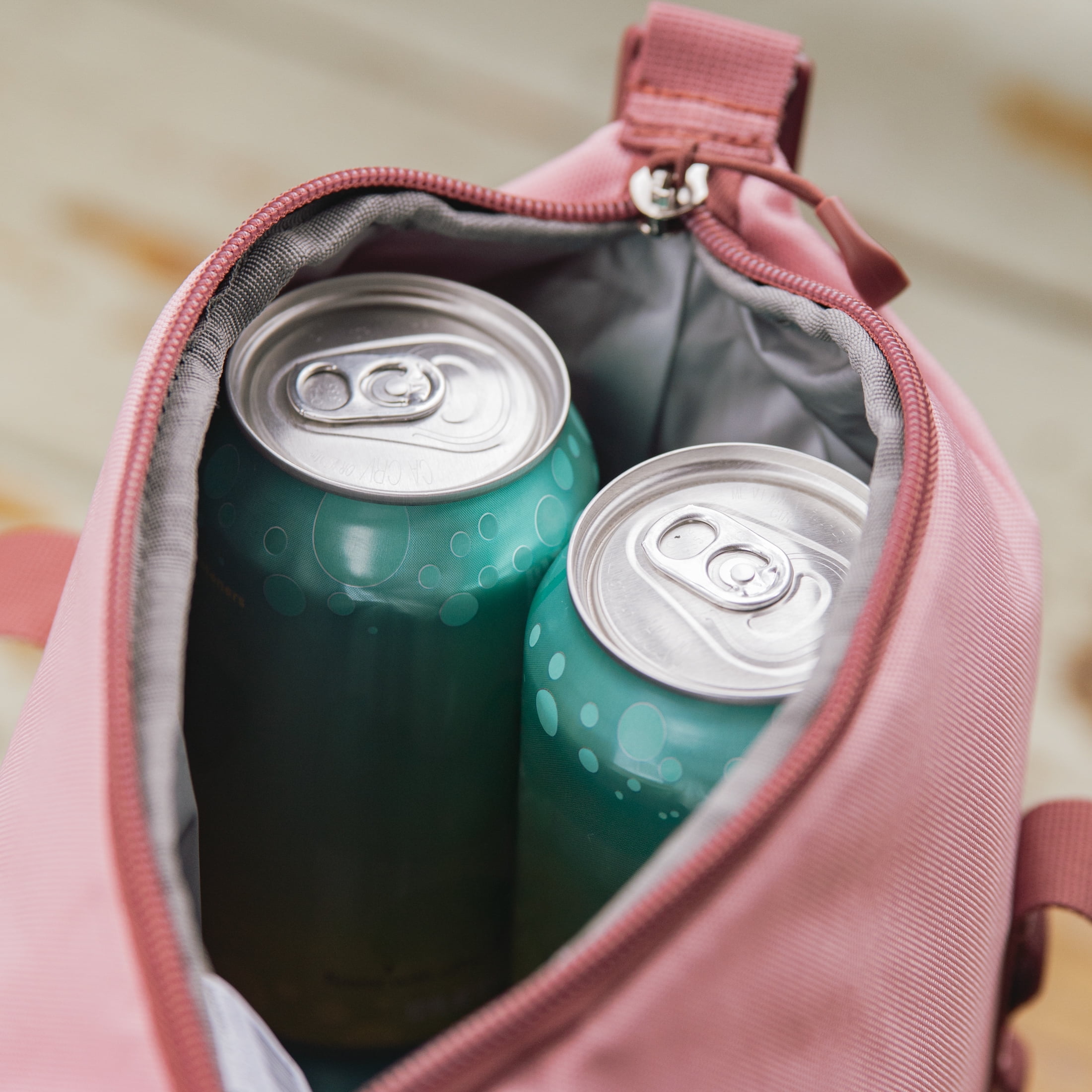 Ozark Trail  Folding 6-Can 4 qt Soft-Sided Cooler with Built-in Bottle Opener, Rose