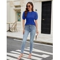 thumbnail image 6 of Womens Short Sleeve Blouse Business Casual Dressy Tops Ribbed Summer Stylish Work Shirts, 6 of 6