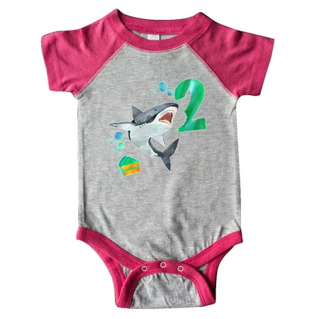 

Inktastic Second Birthday Shark with Cake Gift Baby Boy or Baby Girl Bodysuit