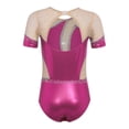 thumbnail image 2 of vastwit Kids Girls Gymnastics Leotard Ballet Dance Bodysuit Short Sleeve Acrobatics Performance Tumbling Outfit Hot Pink 6, 2 of 6