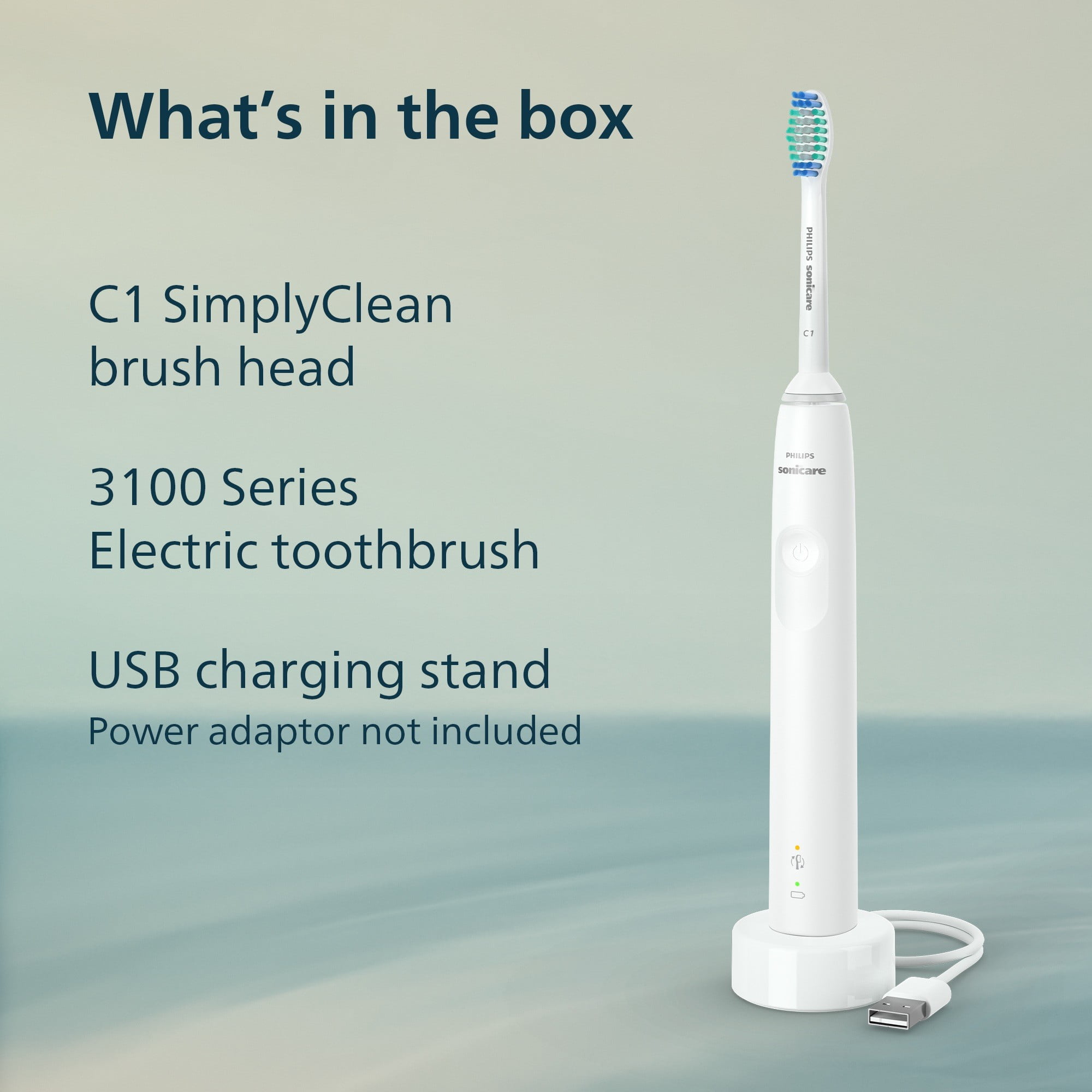 Philips Sonicare 3100 Series Electric Toothbrush - Sonic Toothbrush with Advanced Sonic Technology, Pressure Sensor, Two Intensity Settings, Smartimer & Quadpacer, White, Model HX3681/03