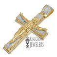 thumbnail image 3 of Mens Big XL 3.5'' Real Yellow Gold Sterling Silver Jesus Crucifix Cross Charm Simulated Diamond Custom Pendent, 3 of 4