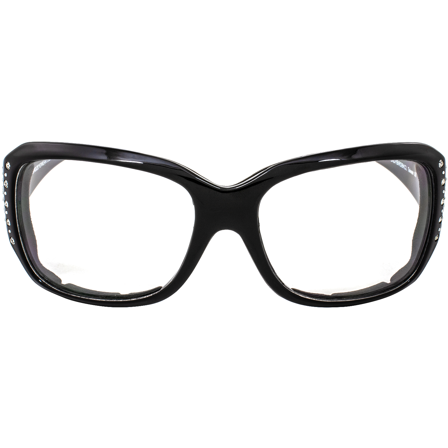 Birdz Eyewear LadyBird Padded Motorcycle Sunglasses Glasses for Women Bling Rhinestone Accents 3 Pairs Black Frame w/Clear Smoke & Driving Mirror Lenses - image 2 of 9