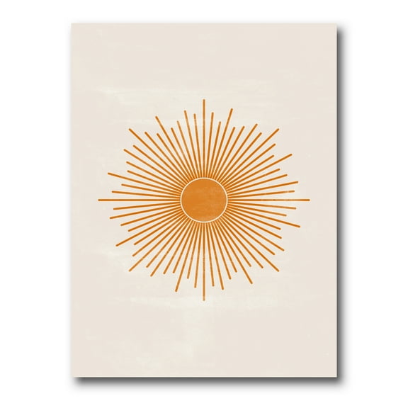Designart ' Orange Sun Print On Beige II ' Modern Canvas Wall Art Print