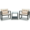 thumbnail image 3 of Gymax 3PCS Rattan Rocking Chair Table Set Patio Furniture Set w/ Cushions, 3 of 7