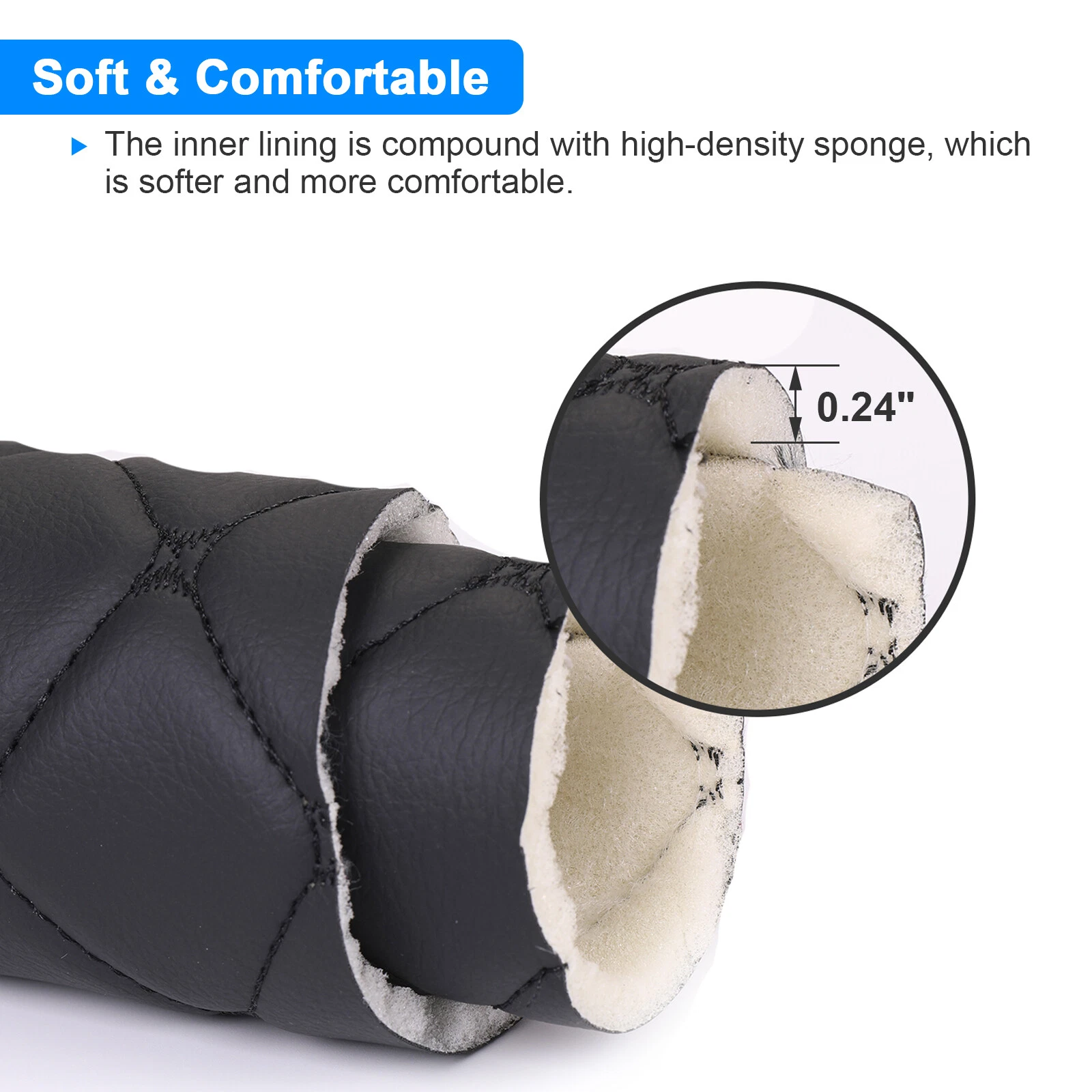 Telimocy 59" W Vinyl Faux Leather Quilted Fabric Foam Backed for Car Headliner Seat Furniture Upholstery Headboard Sofa DIY, Black, 5 Yards