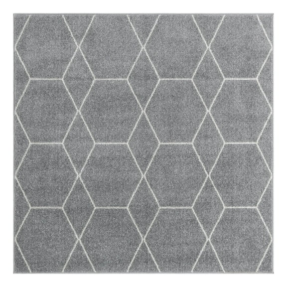 Unique Loom Trellis Frieze Collection Area Rug - Geometric (7' 10" Square Light Gray/Ivory)