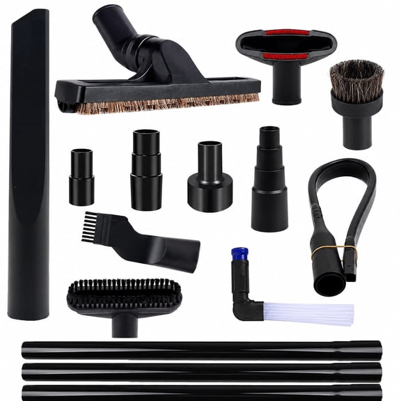 15 PCS Universal Vacuum Attachments for Shop Vac Accessories - 2 1/2" to 1 1/4" Vacuum Hose Adapter, 1 7/8" to 1" Adapter for Shop Vac, 1 1/4" Household Cleaning Vacuum Brush Attachment Kit