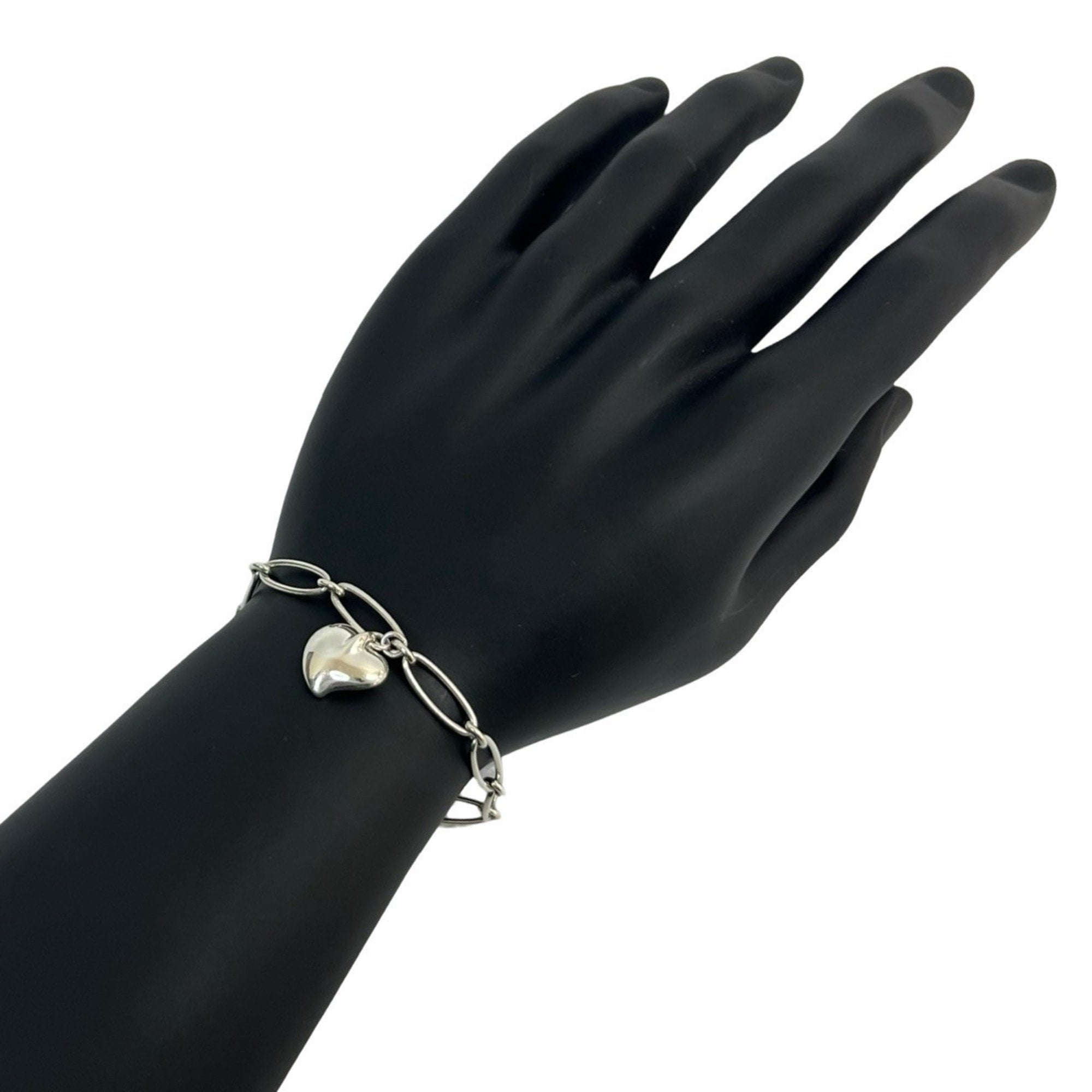 Pre-Owned TIFFANY & Co. Tiffany Carved Heart Sterling Silver Chain Bracelet, 925,... (Good)