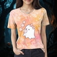 thumbnail image 2 of vigerkar Halloween Shirts for Women Ghost T-Shirt Short Sleeve Halloween Party Tee Tops (Light Pink, XXL), 2 of 4