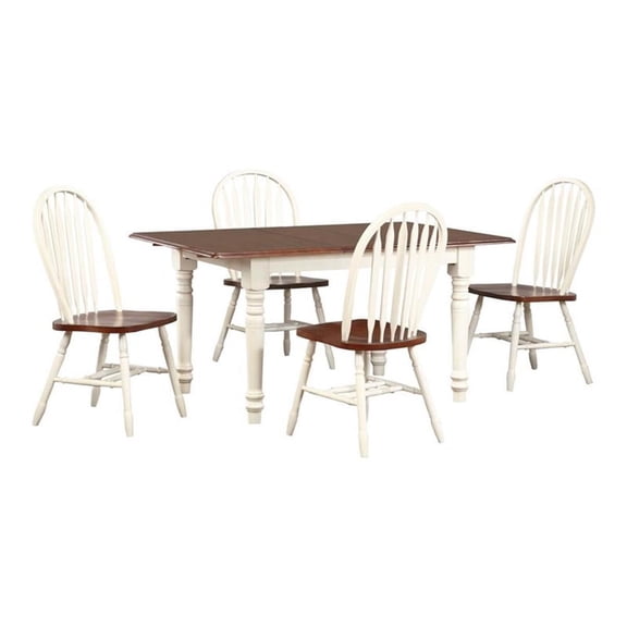 Sunset Trading Andrews 5-Piece 60" Arrowback Extendable Wood Dining Set in White
