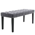 thumbnail image 4 of Upholstered Tufted Bench With Rubber Wooden Legs 45.28" L Velvet Footrest Stool For Living Room Dining Room Bedroom Entryway, 4 of 9