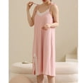 thumbnail image 2 of Defitshape Women's Cute Nightgown Sexy Soft Chemise Holiday Summer Nighties Lace Cool Comfy Sleepwear Sleeveless Sleep Dress Pink 0-2, 2 of 4