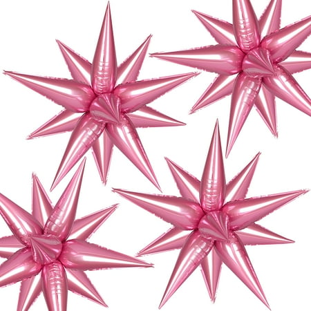 50Pcs Pink Starburst Cone Mylar Balloons, Explosion Star Foil Balloons ...