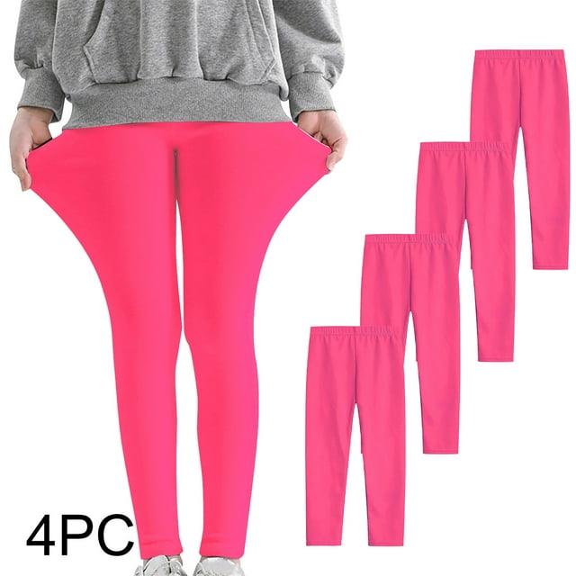 Odeerbi 3-12 Años Niñas 4 Pcs Leggings Mallas Elásticas Lycra Pantalones de Cómodo Suavidad Transpirable Pantimedias