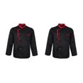 thumbnail image 2 of Wosthever Long Sleeves Chef Jacket Coat Hotel   Waiters Uniform Kitchen Tops Negro 2XL 2piezas, 2 of 6