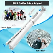 TONEOF 67in White Phone Tripod Selfie Stick with Remote control Portable for 4-7” iPhone and Android